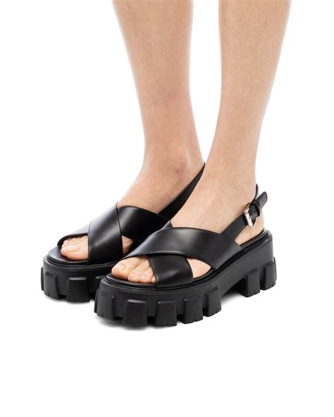 prada monolith brushed leather sandals